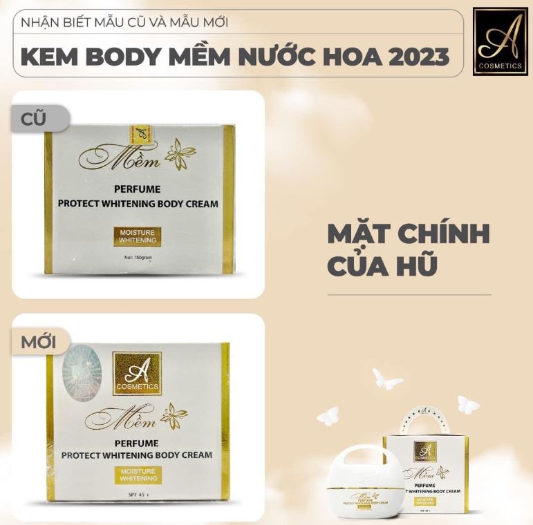 Kiểm tra mặt chính của hộp kem body mềm A Cosmetics