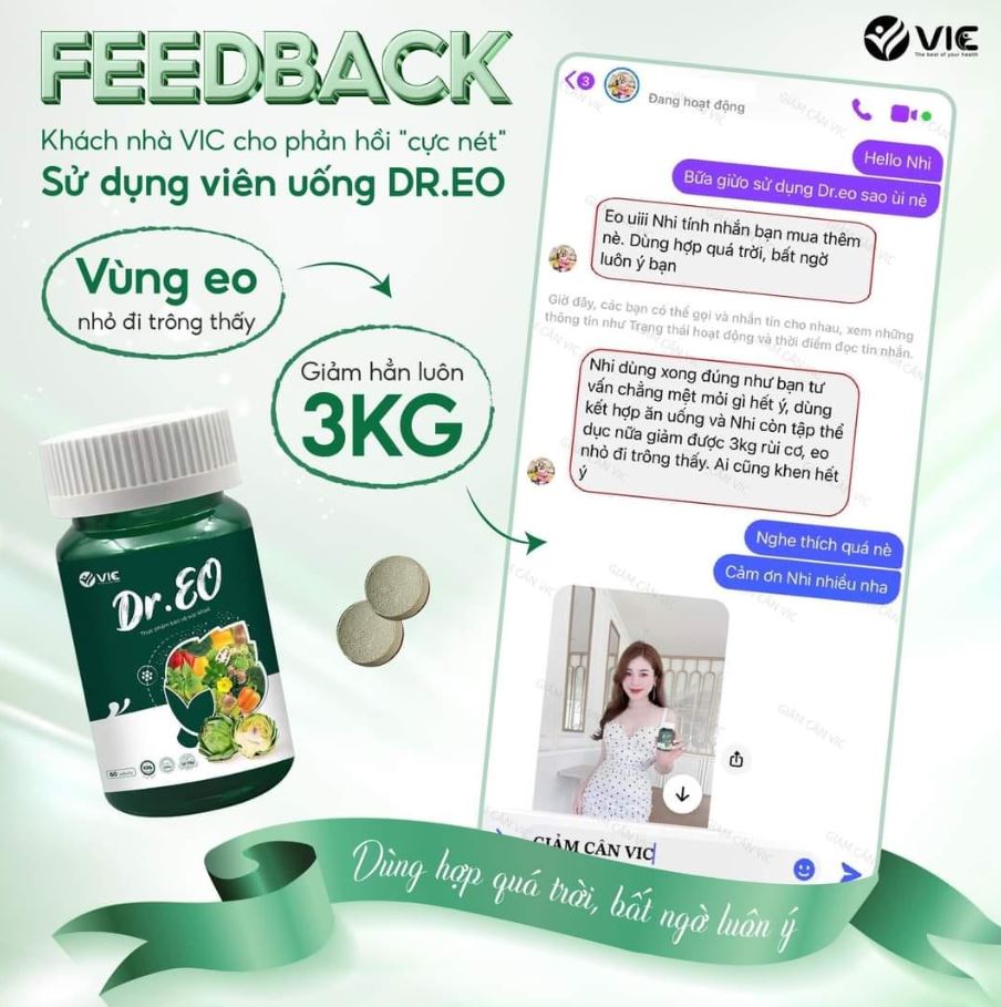 Review từ khách hàng về hiệu quả của viên uống giảm mỡ bụng Dr Eo Vic