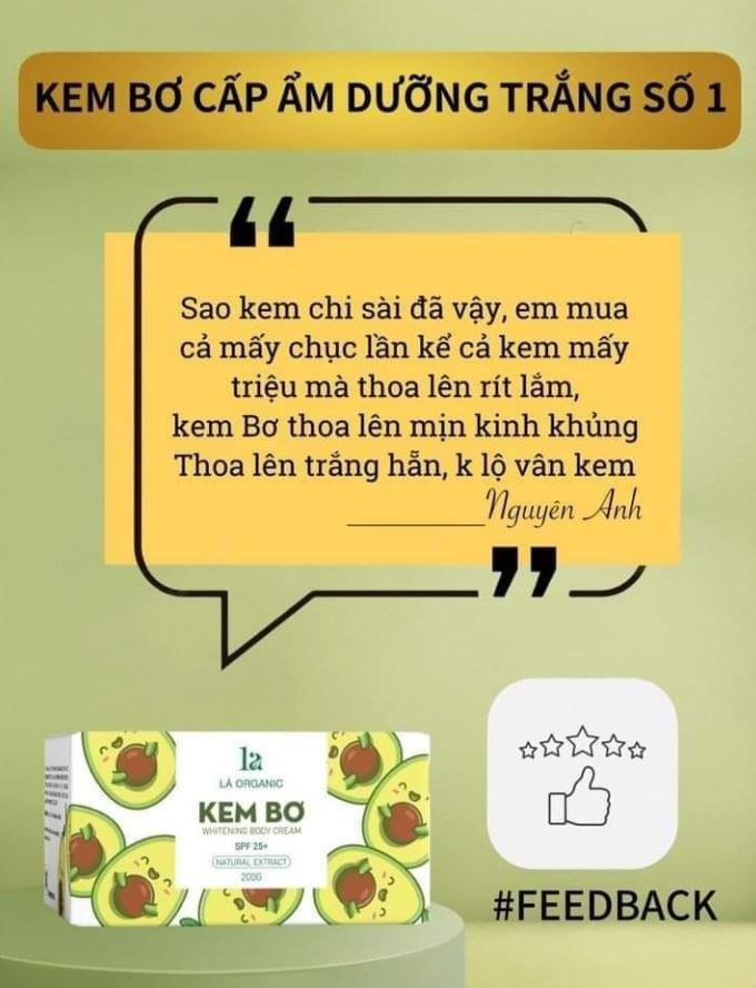 Đánh giá từ khách hàng về kem body Bớ lá Organic