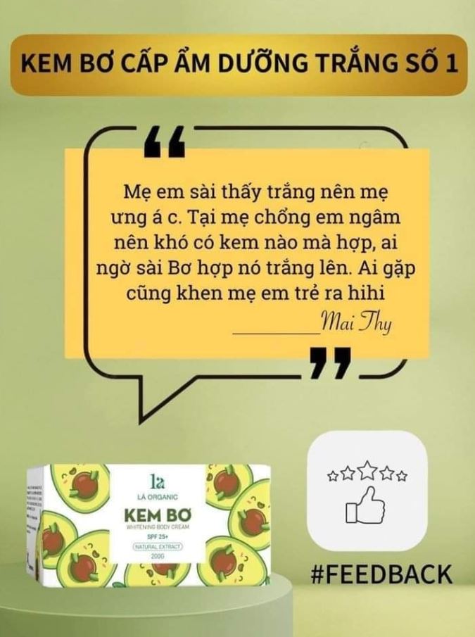 Đánh giá từ khách hàng về kem body Bớ lá Organic