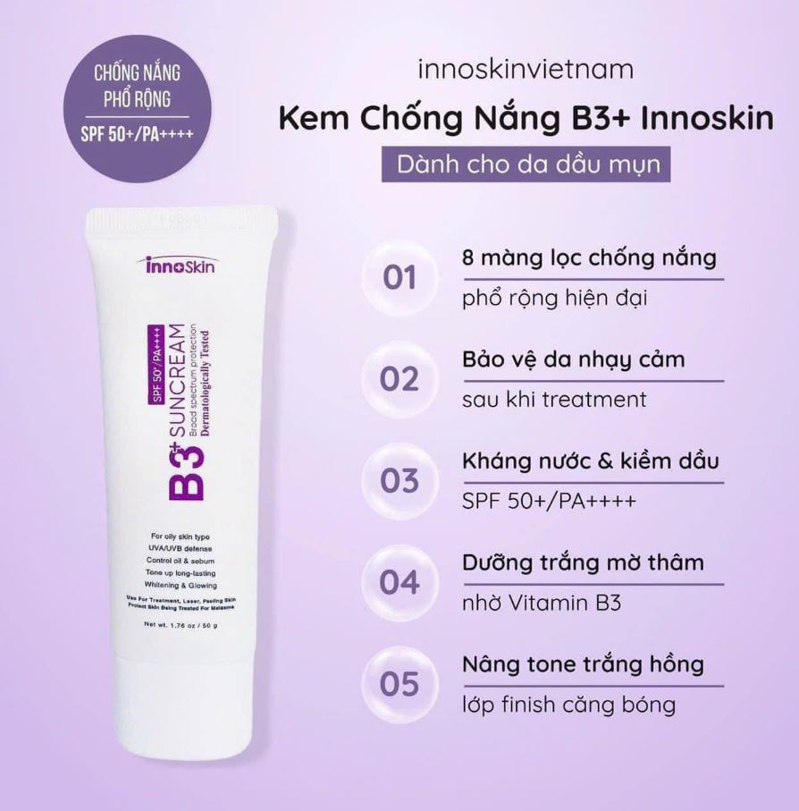 Kem chống nắng B3 màu tím (dành cho da dầu, mụn)