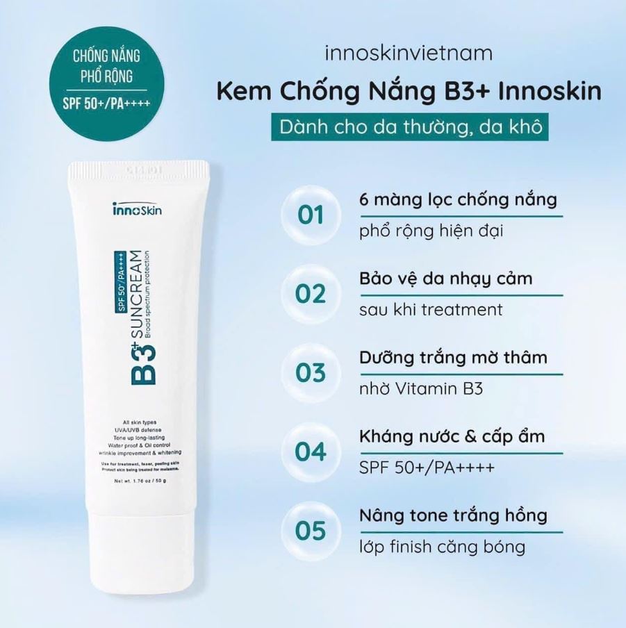 Kem chống nắng B3 màu xanh (dành cho da khô)