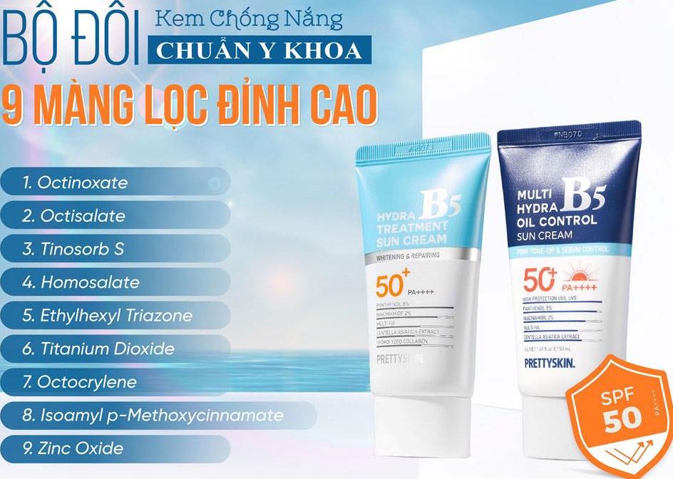 Thành phần với 9 màng lọc chống nắng hiệu quả