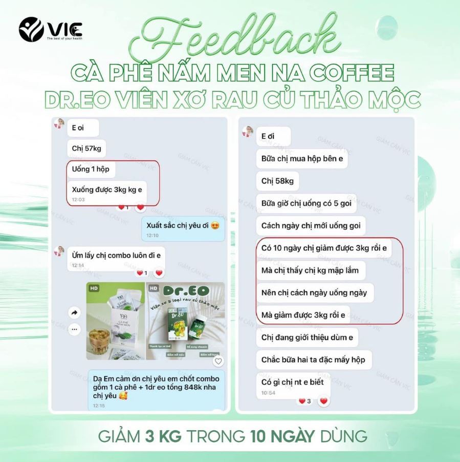 Khách hàng phản hồi về combo giảm cân - giảm mỡ bụng