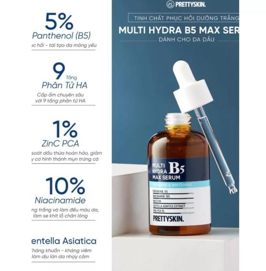 Thành phần Serum Phục Hồi Dưỡng Trắng Prettyskin Multi Hydra Max Serum