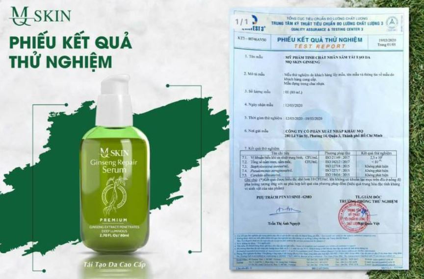 Phiếu kết quả thử nghiệm của sản phẩm