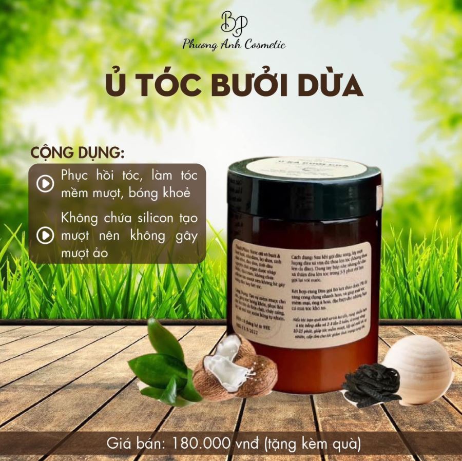Thành phần và công dụng của Ủ xả bưởi dừa Phương Anh