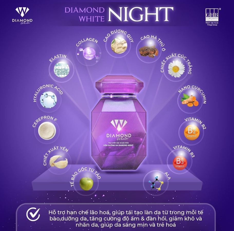 Thành phần của Diamond White Night (Dưỡng da ban đêm)