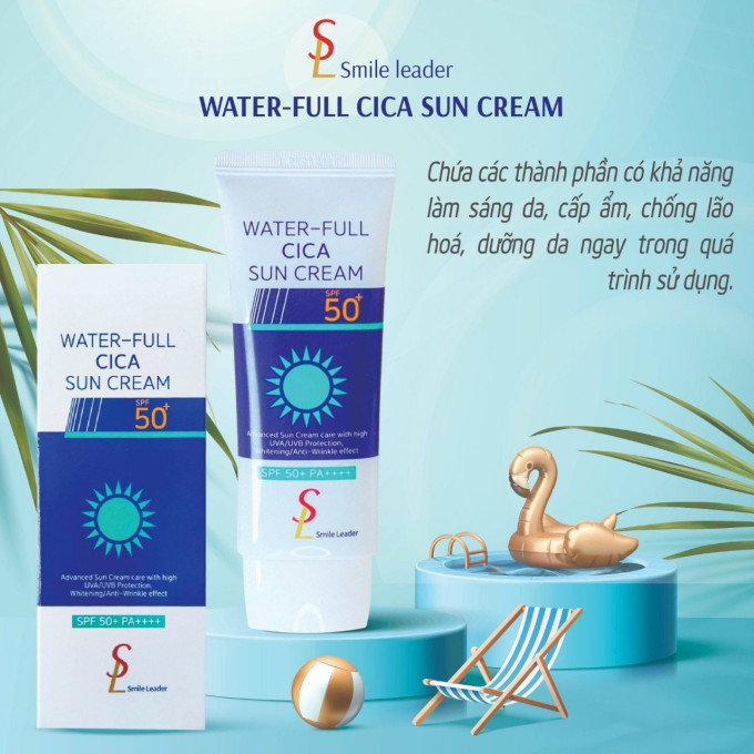 Kem Chống Nắng Smile Leader Water-Full CiCa Sun Cream – Màu Xanh
