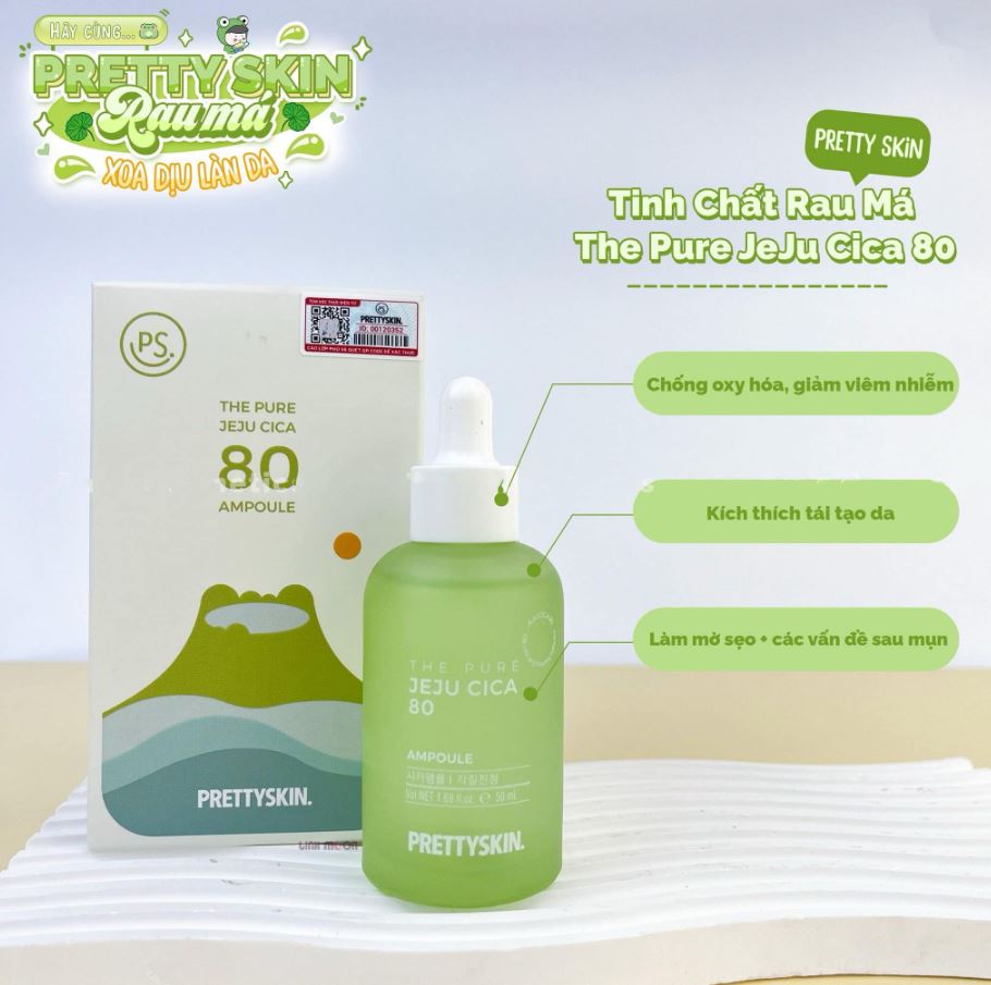 Tinh chất rau má Pretty Skin The Pure Jeju Cica 80 Ampoule