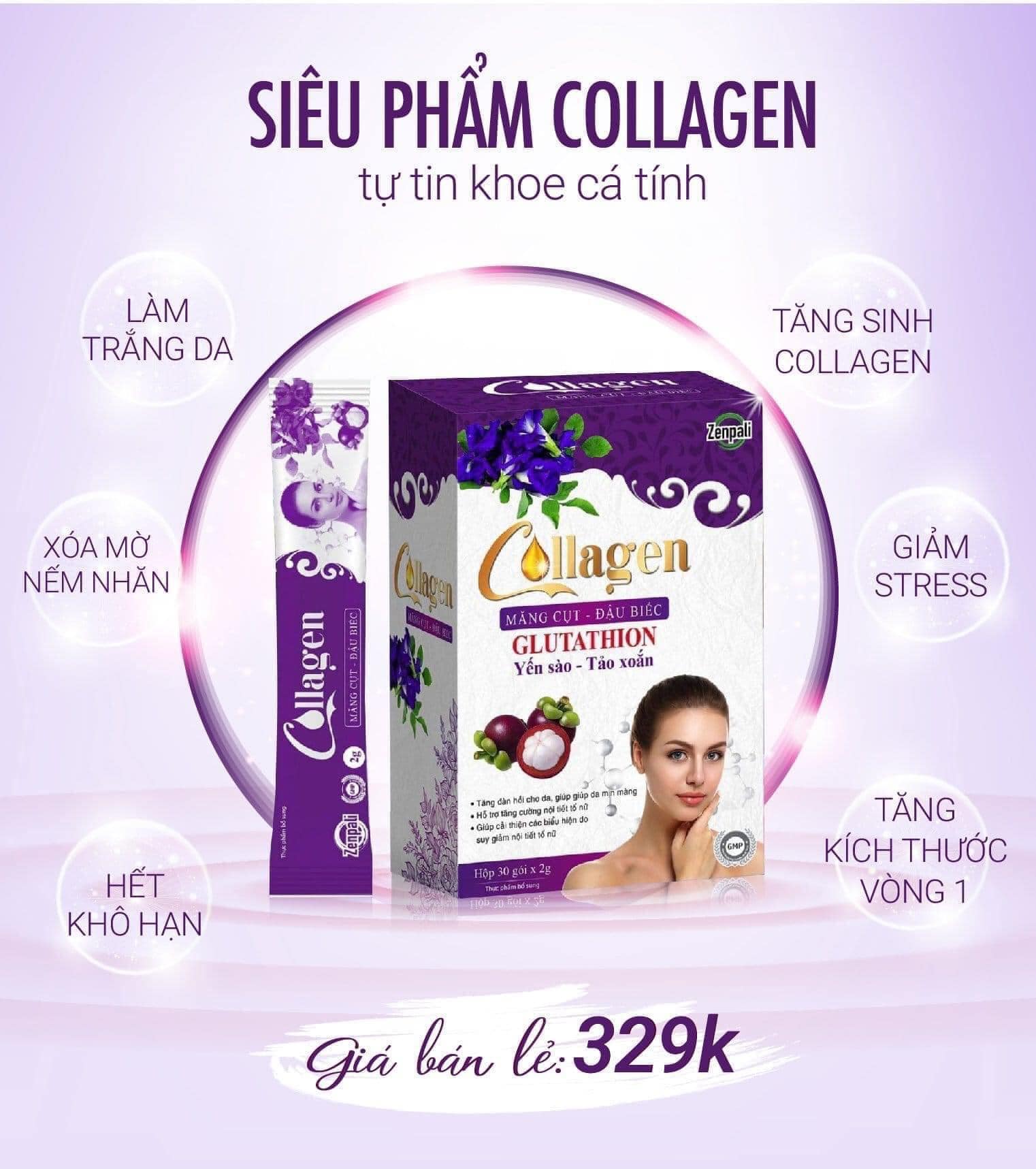 Collagen Măng Cụt Đậu Biếc Zenpali - Giữ Mãi Tuổi Xuân