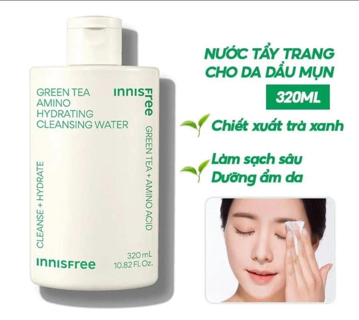 Nước Tẩy Trang Trà Xanh Innisfree Green Tea Cleansing Water 320ml - Phiên Bản Nâng Cấp