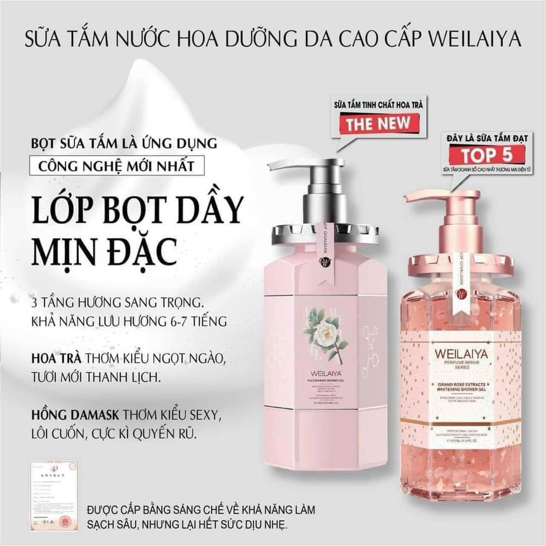 Review Sữa Tắm Hoa Hồng Weilaiya Có Tốt Không? Review chi tiết từ khách hàng