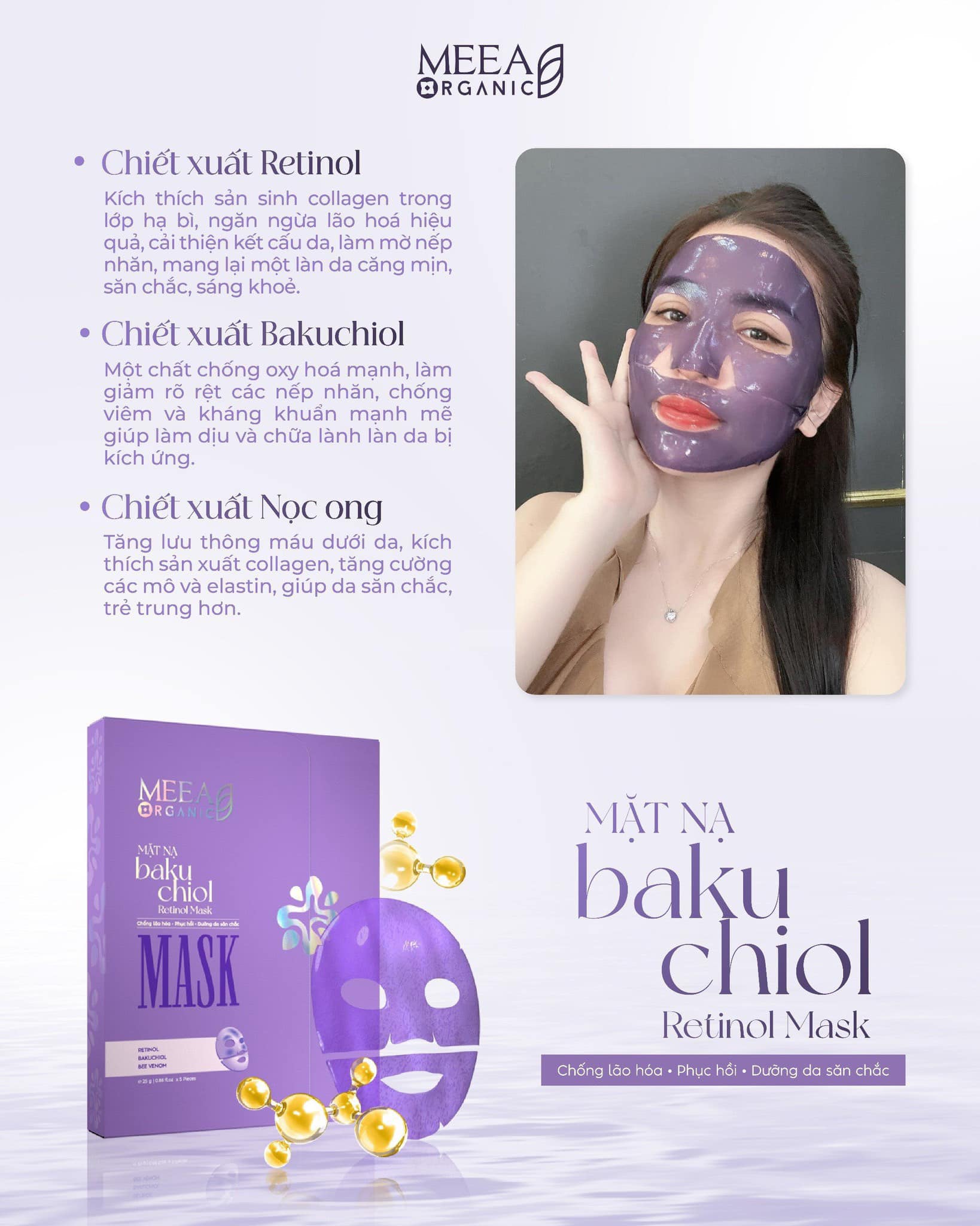 Phục hồi da hư tổn, cung cấp độ ẩm sâu, giảm nếp nhăn và làm mịn da.