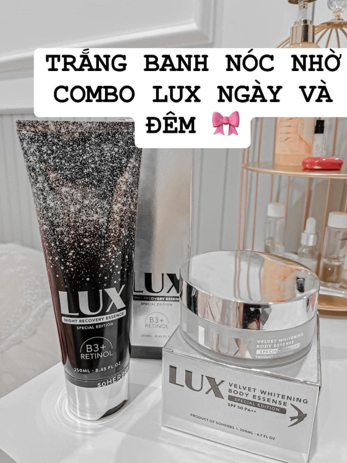 Combo dưỡng trắng da kem body Lux ngày và đêm