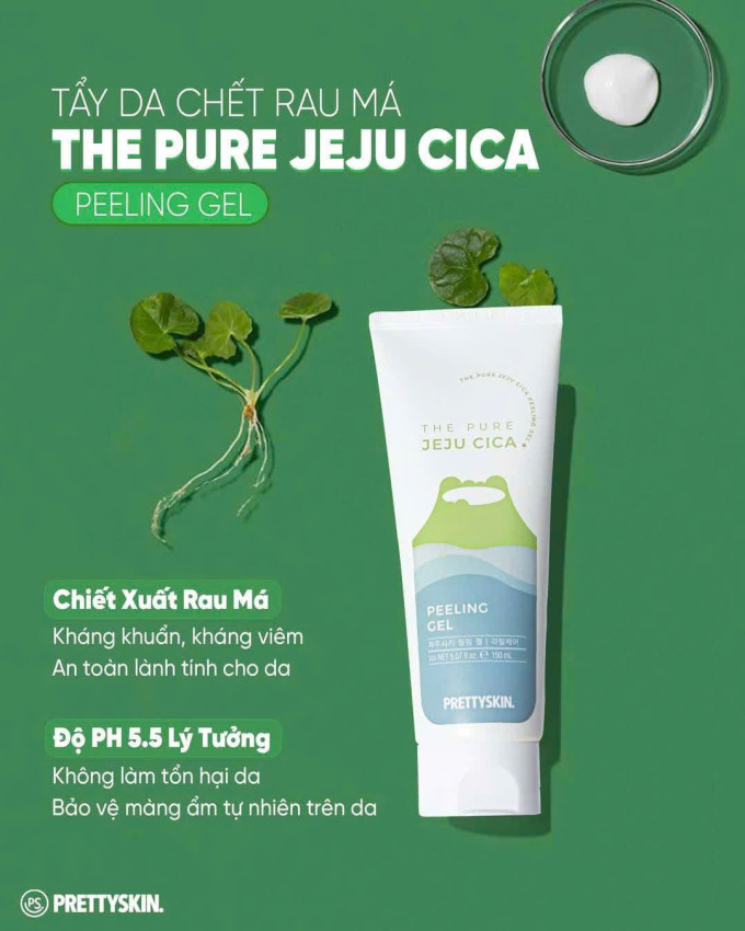 Tẩy da chết rau má PrettySkin The Purre Jeju Cica Peeling Gel
