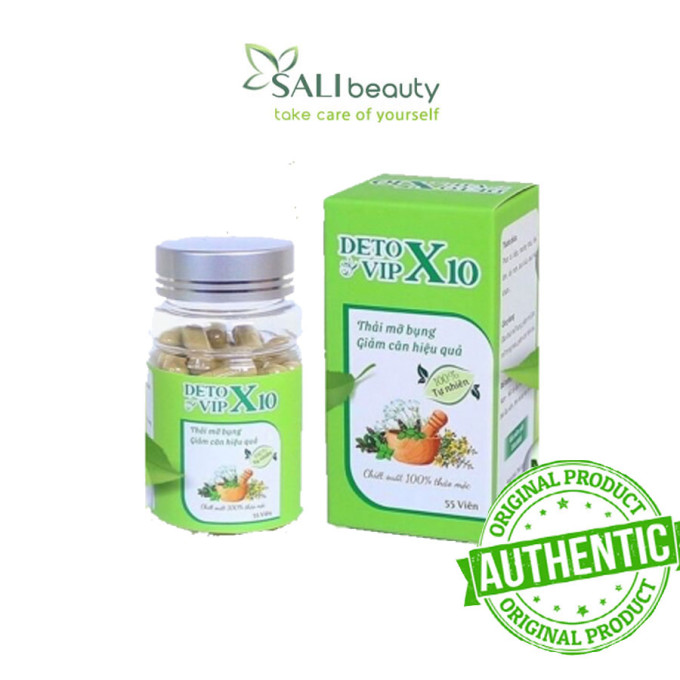 Detox Vip X10 Viên Giảm Mỡ Bụng Siết Eo Thải Mỡ Ban Đêm