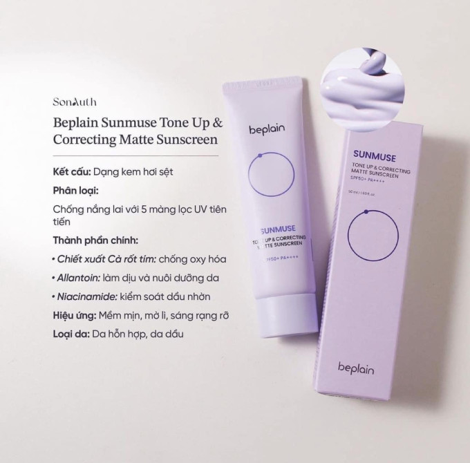 Có Nên Mua Kem Chống Nắng Beplain Tím Nhạt Không?