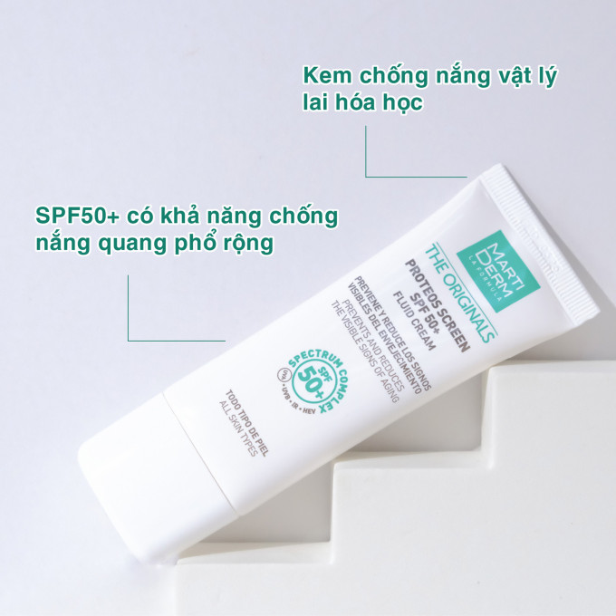 MartiDerm The Originals Proteos Screen SPF50+ Fluid Cream được các chuyên gia da liễu đánh giá cao