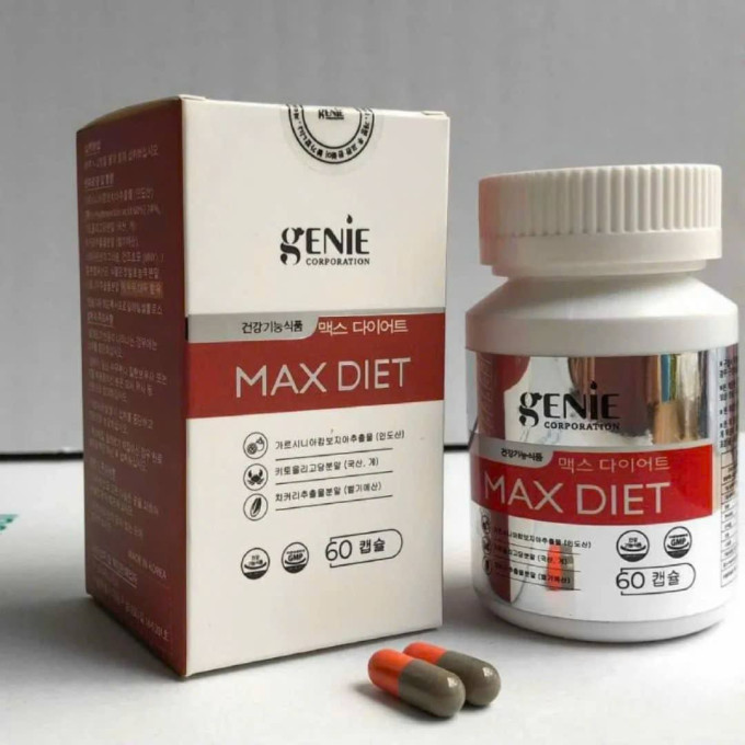 Giảm Cân Max Diet Genie Hàn Quốc (Hộp 1 lọ x 60 viên)| Dành cho cơ địa khó sờn lỳ