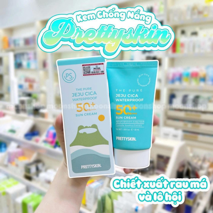 Kem chống nắng kháng nước rau má Waterproof Pretty Skin