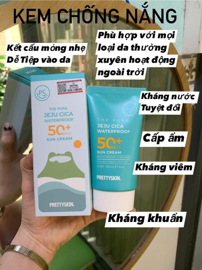 Kem chống nắng kháng nước rau má Waterproof Pretty Skin