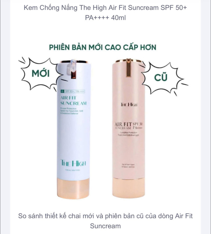 Sữa chống nắng The High mẫu mới màu xanh