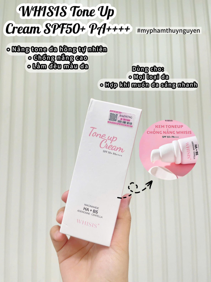 Kem Chống Nắng WHISIS -Nâng tone trắng hồng tự nhiên, giúp da sáng mịn tức thì