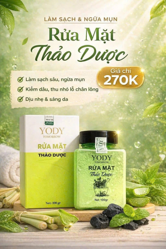 Bột rửa mặt Yody -Làm Sạch Sâu, Giảm Mụn, Sáng Da Tự Nhiên