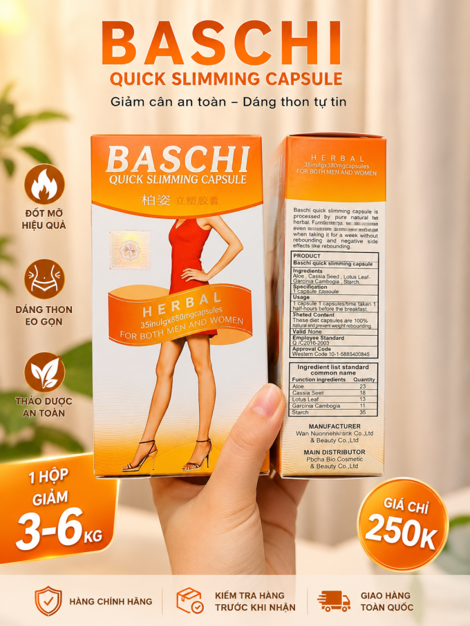 Giảm cân Bachi cam chuẩn Thái chính hãng -Hộp 30 viên hỗ trợ giảm cân an toàn, hiệu quả