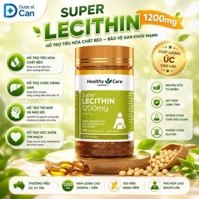 Mầm Đậu Nành Úc Healthy Care Super Lecithin 1200mg 100 Viên