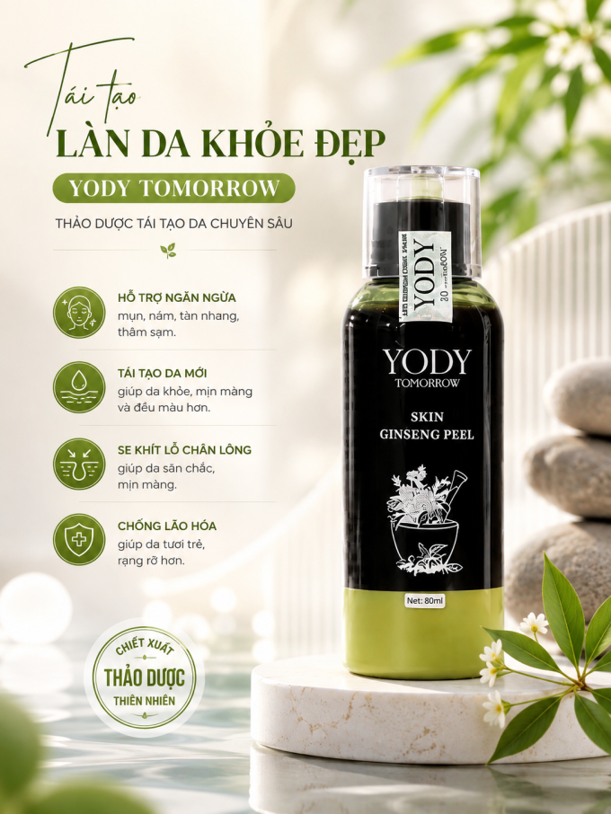  Tái Tạo Da Yody Tomorrow Skin Ginseng Peel hỗ trợ tái tạo làn da mới