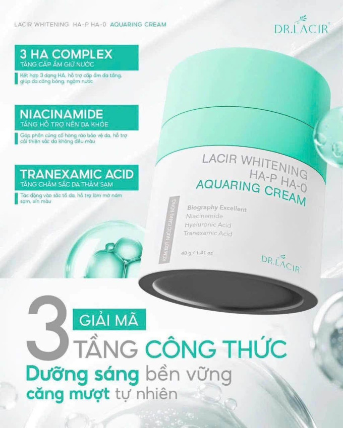 Kem đêm Dr Lacir Whitening HA-P HA-O Aquaring Cream dưỡng ẩm 40g