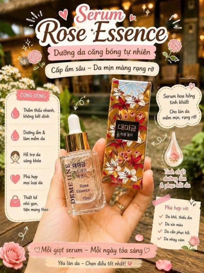 Serum Demejine Rose Essence 15ml – Tinh Chất Hoa Hồng Dưỡng Da