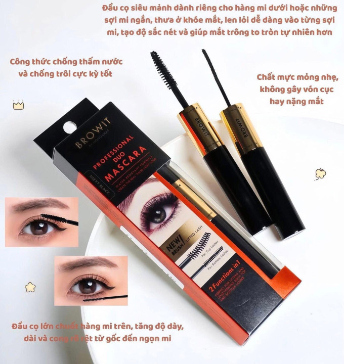 Chuốt mi 2 đầu BROWIT BY NONGCHAT Professional Duo Mascara 4g x2 #Sexy Black