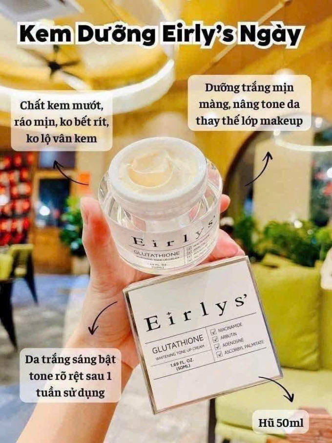 Kem Dưỡng Hỗ Trợ Nâng Tone Ban Ngày Eirlys Glutathione Whitening Tone Up Cream