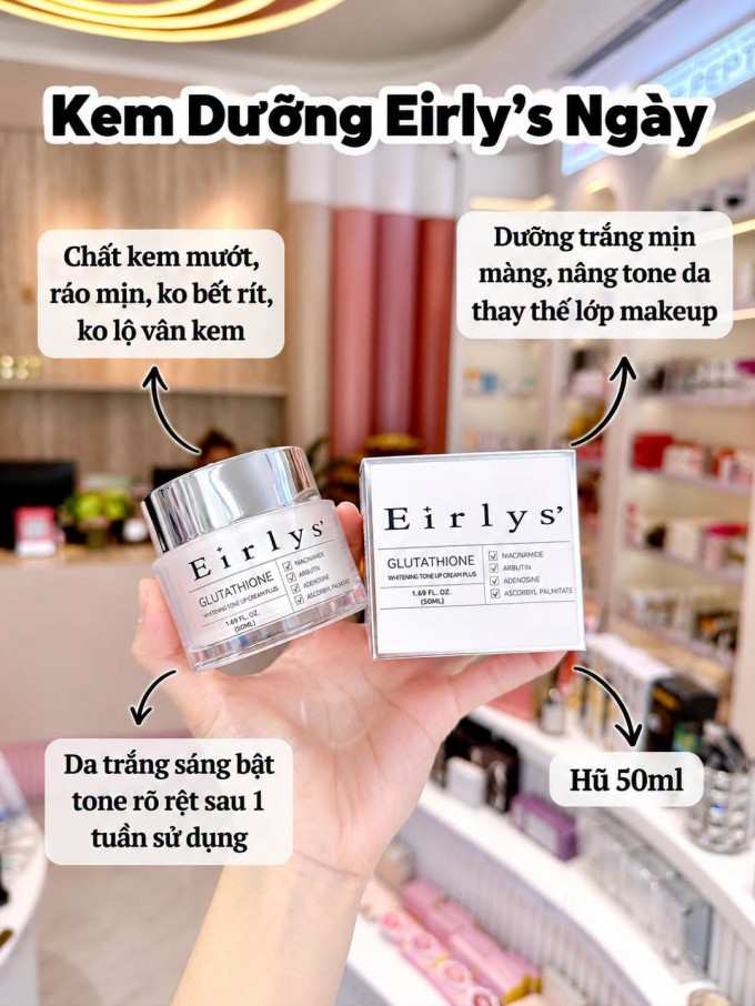 Kem Dưỡng Hỗ Trợ Nâng Tone Ban Ngày Eirlys Glutathione Whitening Tone Up Cream 50ml